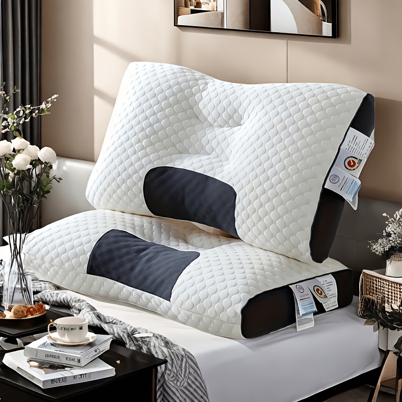 buy 1 get 1 free 2 soft neck massage couple pillows adjustable ergonomic orthopedic support high quality pillow core detachable pillowcase comfortable sleep