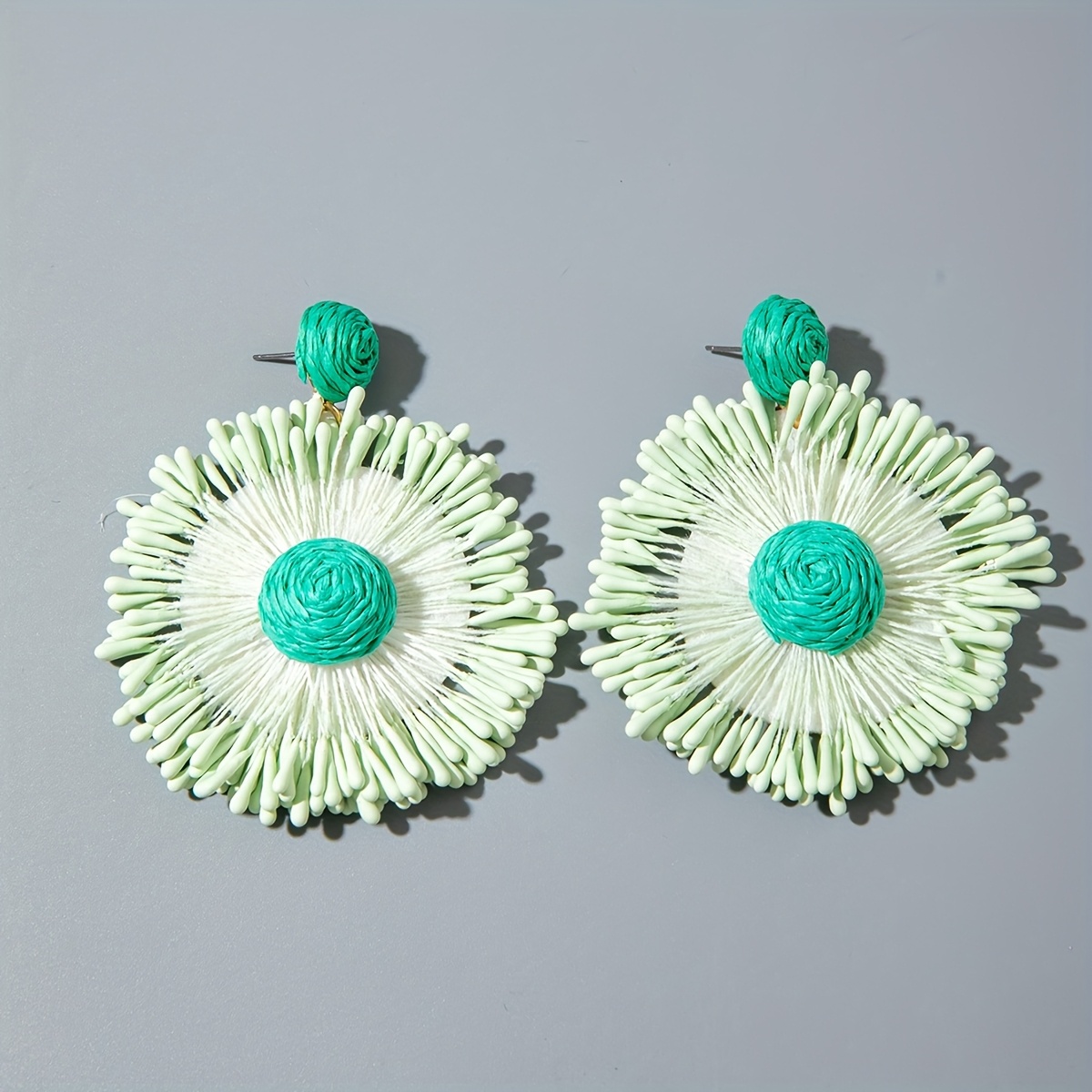 Handwoven Raffia Grass Earrings Lightweight Spring Summer Accessories