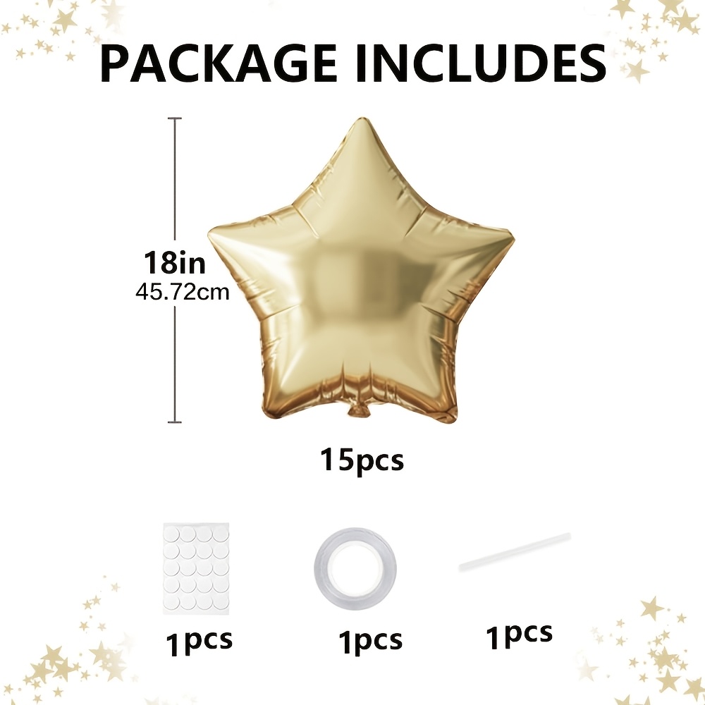 Image of 18pcs Party Set, 18-inch Large -shaped Foil Balloons, Bright Golden Balloons For Birthdays, Weddings, ' Parties, Anniversaries, Engagement Party Decorations For Christmas, Halloween
