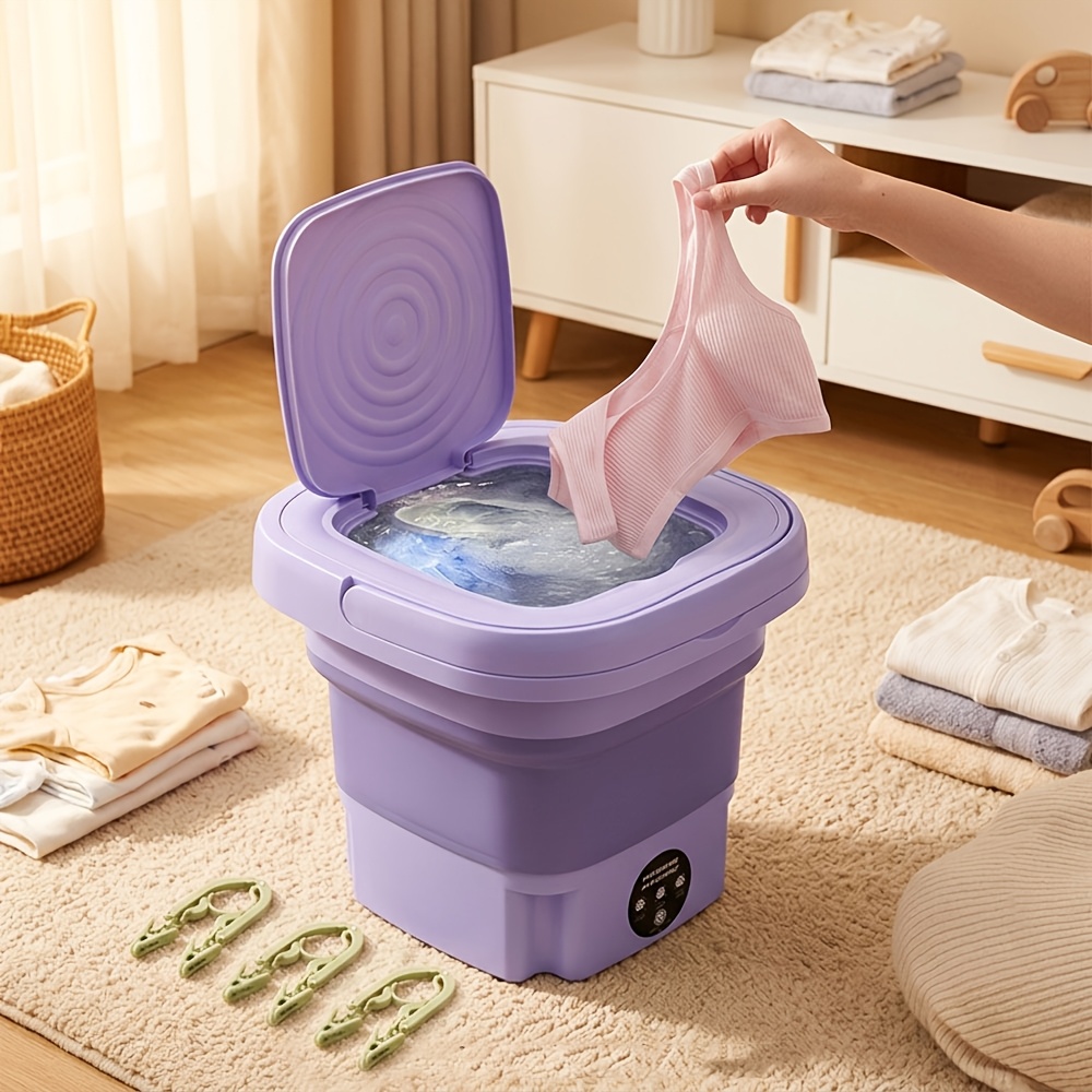 foldable washing machine 2 38gal high capacity mini washer with cleaning half automatic washt foldable washing machine with dry for socks clothes towels delicate items purple Product details 5