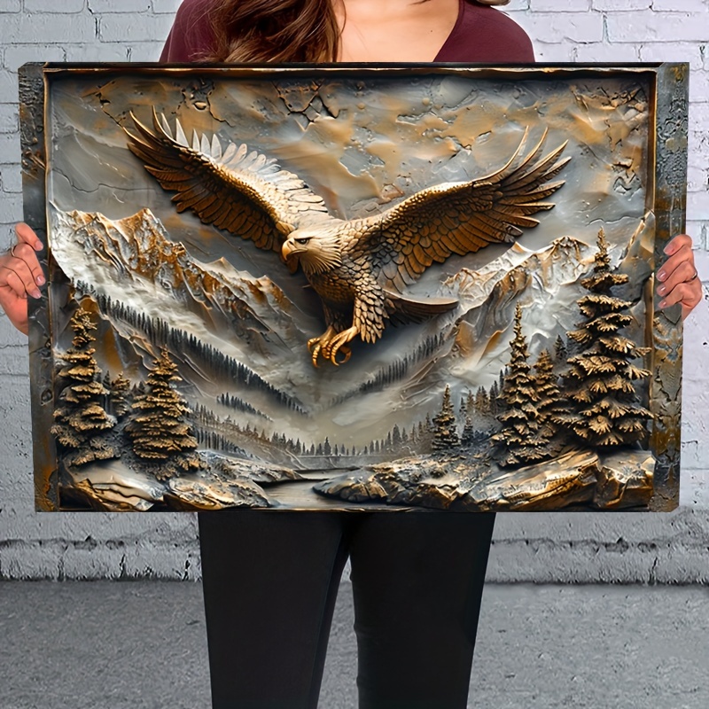 

1pc 2d Wooden Framed Canvas Painting Eagle Wall Art Prints For Home Decoration, Living Room & Bedroom, Festival Party Decor, Gifts, Ready To Hang