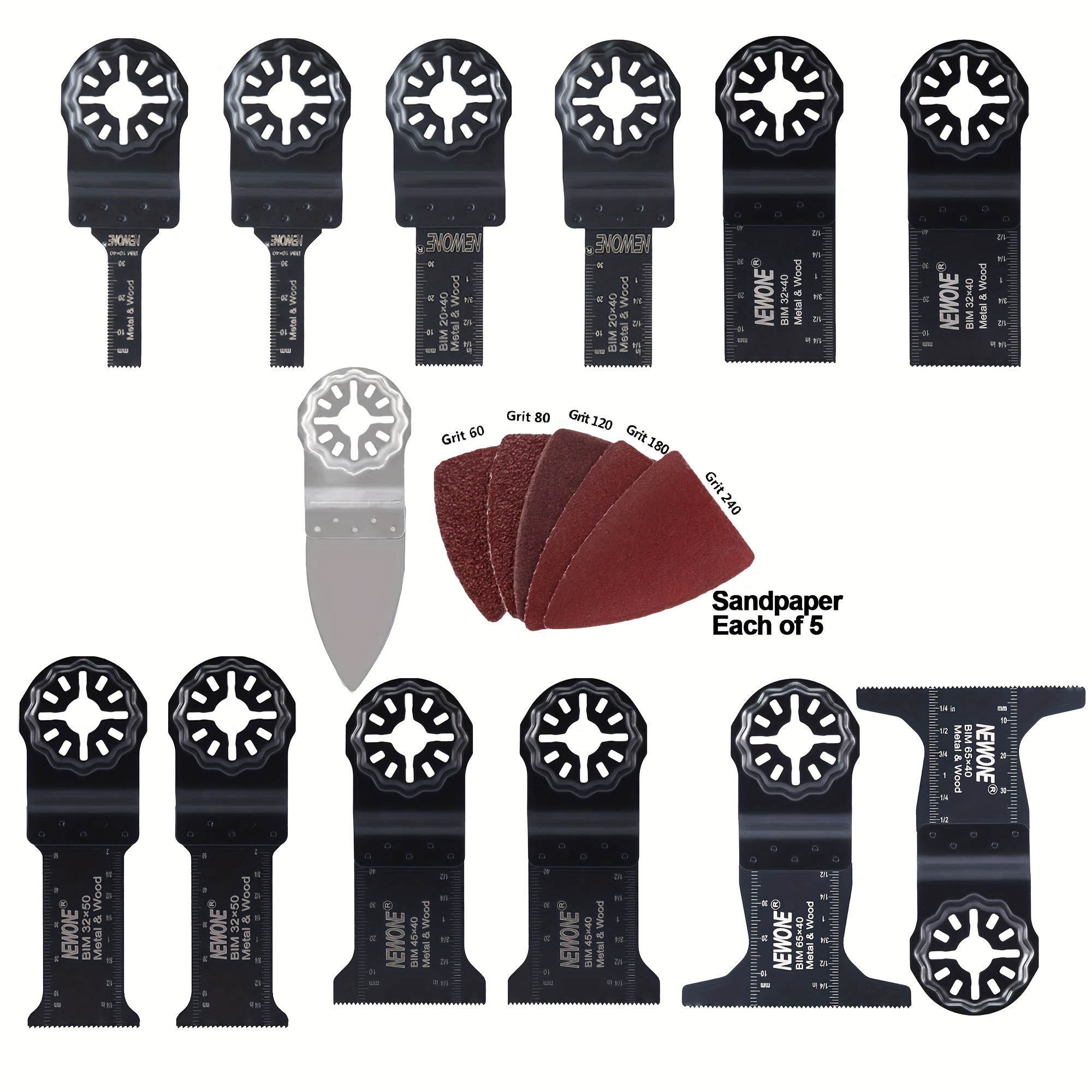 

Newone 38pcs Oscillating Tool Blade Set With Detail Sanding & Polishing Finger Sandpaper - Metal Cutting, Woodworking & Home Improvement