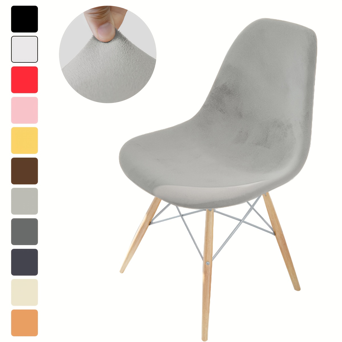 1 Stück Elastische Silberne Fleece-Modernistische Minimalistische Schalenstuhlbezug für Wohnzimmer, Schlafzimmer & Esszimmer – Ganzjahres-tauglich und haustierfreundlich