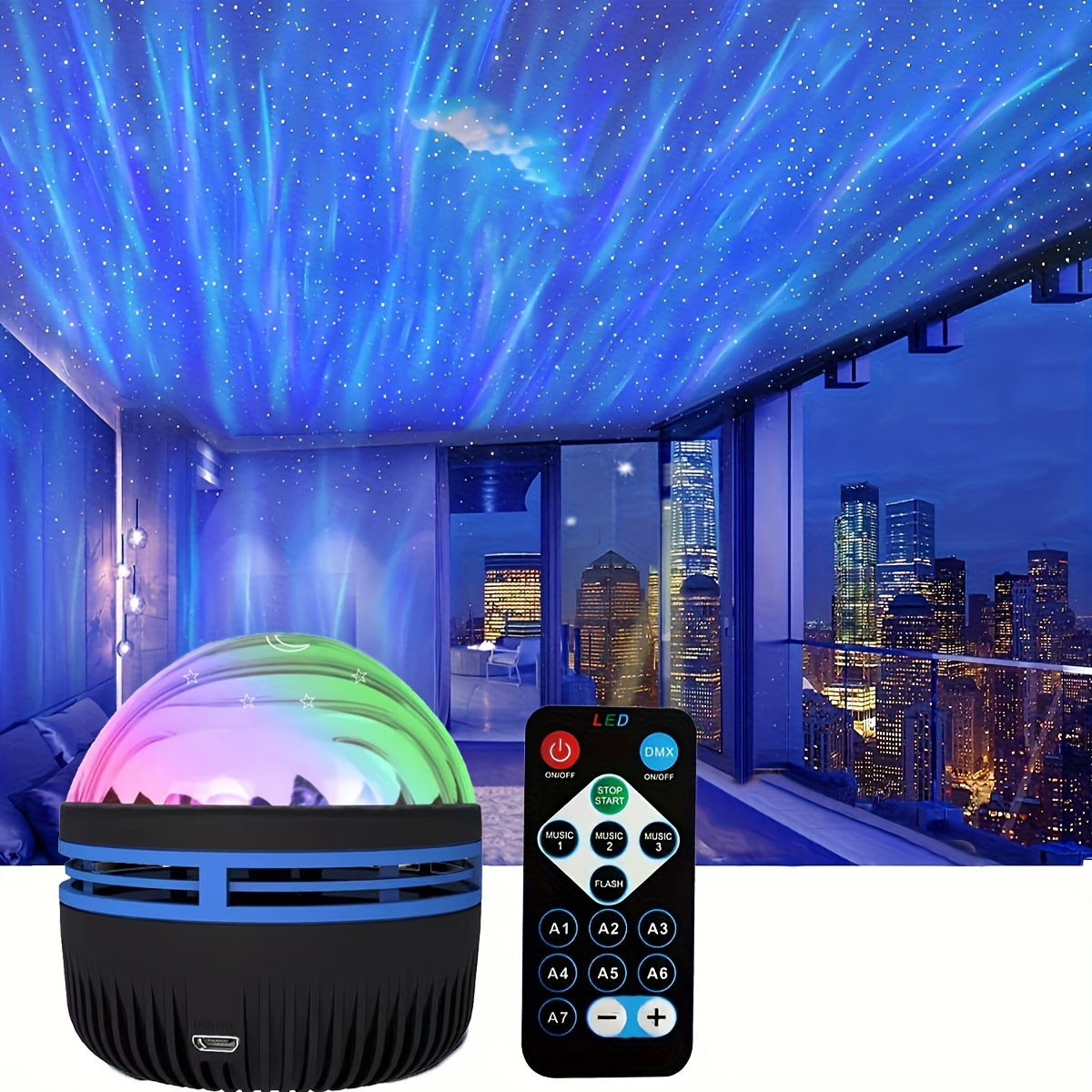 1pc Projecteur D'étoiles LED Avec RGB, Couleurs Réglables, Économie  D'énergie, Protection Des Yeux, Éclairage Doux Et Télécommande, Lumière De  Nuit
