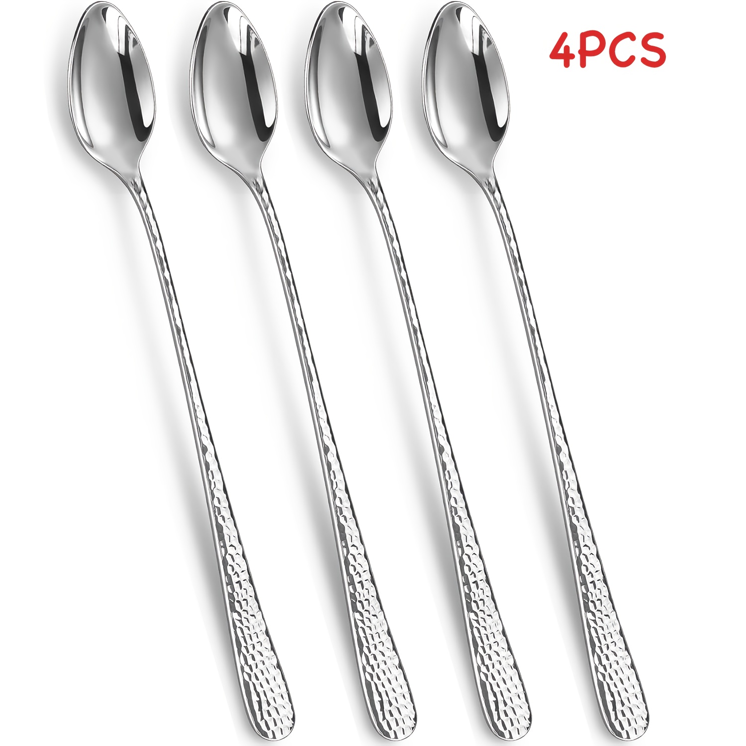 TEMU 4/6/8pcs Thickened Designed Ice Tea Spoon, Durable Cocktail Stirring Spoon, Food Grade Stainless Steel Long Handle Mixing Spoon, 8.5inch(21.6cm)