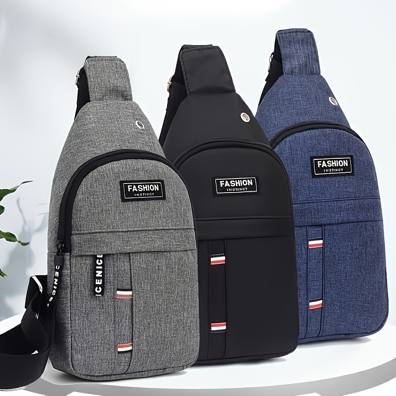 TEMU 3pcs Men's Crossbody Bag Set, Lightweight Chest Bag, Casual Shoulder Backpack, Travel Daypack With Adjustable Strap, Suitable For Work, Hiking,
