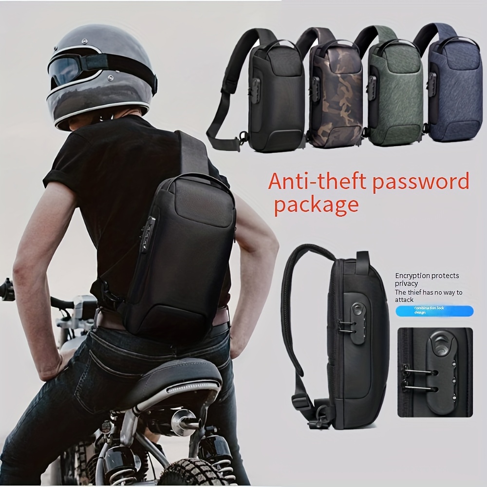 Sac à Dos -Vol pour Hommes pour Moto et Bandoulière avec Serrure à Combinaison - Sac de Taille Ajustable Robuste, Compartiments Spécifiques pour Moto, Conception -Voleur pour Voyage, Navette - Mécanisme de Verrouillage (Pas d'Énergie Requise)