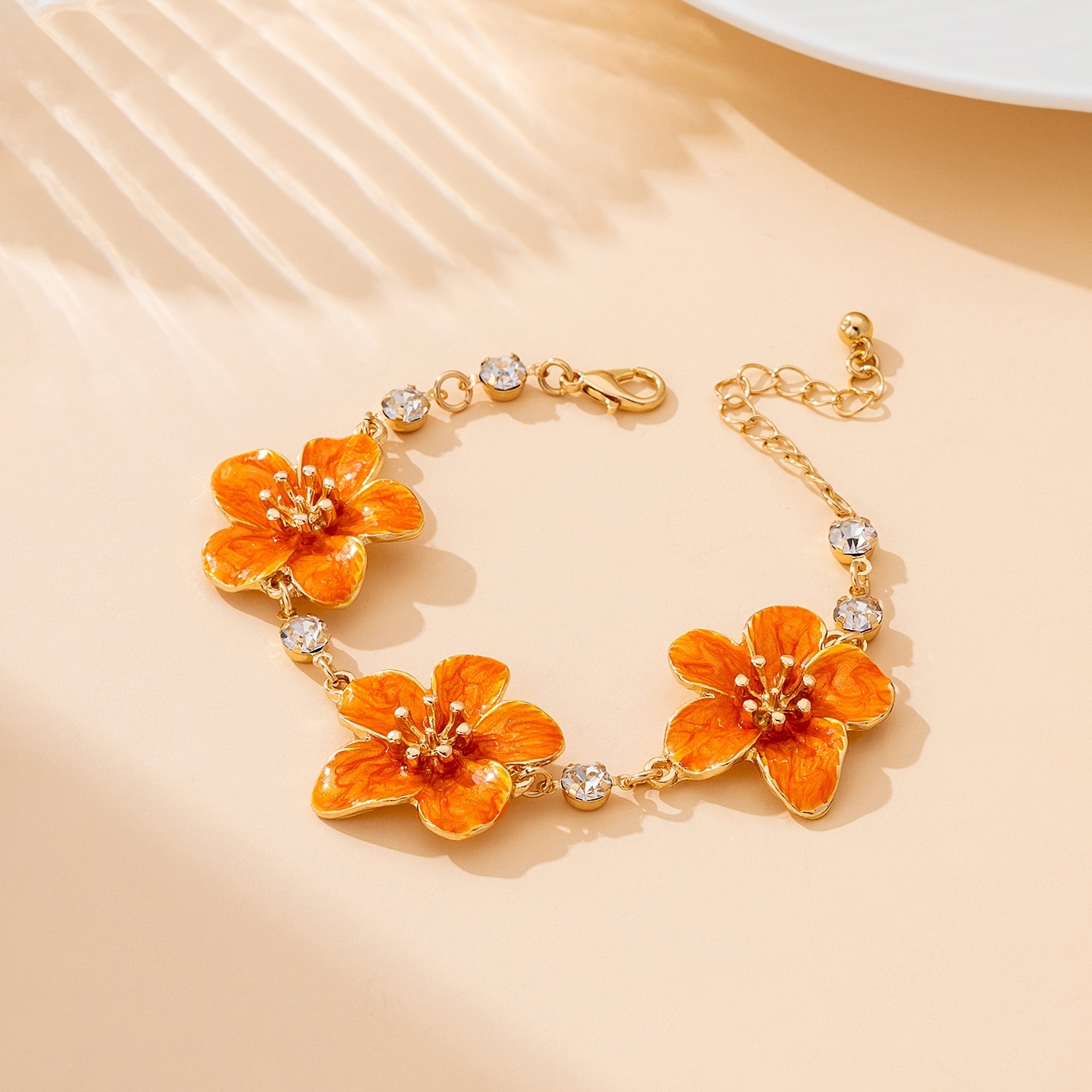 Women's Exquisite Blue Drip-Painted Five-Petal Flower Bracelet