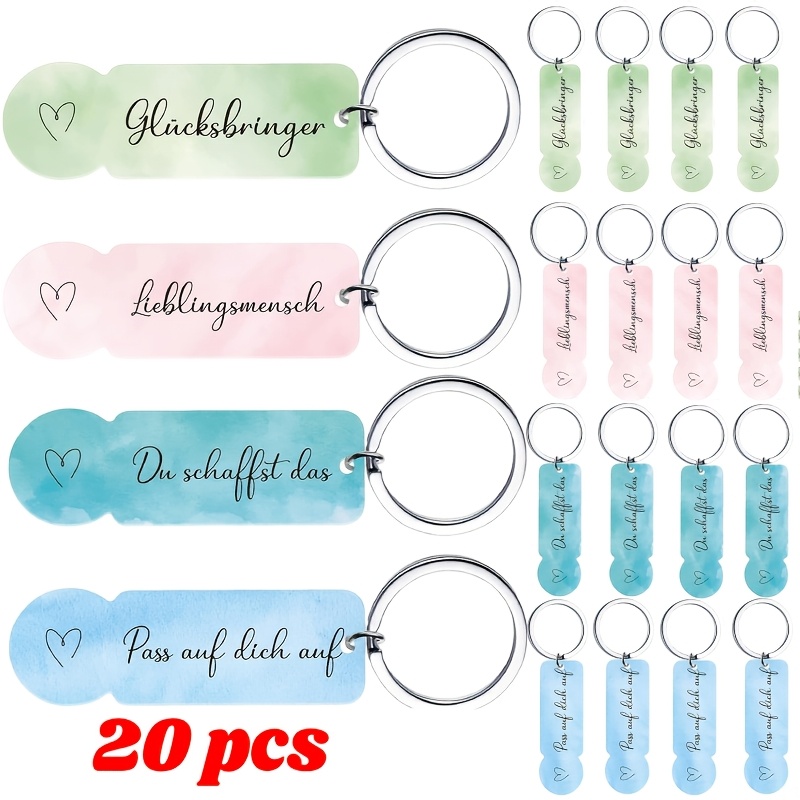 TEMU 2d Flat, 20pcs, Shopping Cart Keychain, Acrylic Inspirational Gift Key Chain, Charm, Gift For Person, Wishing Good Exams, Farewell Gift For