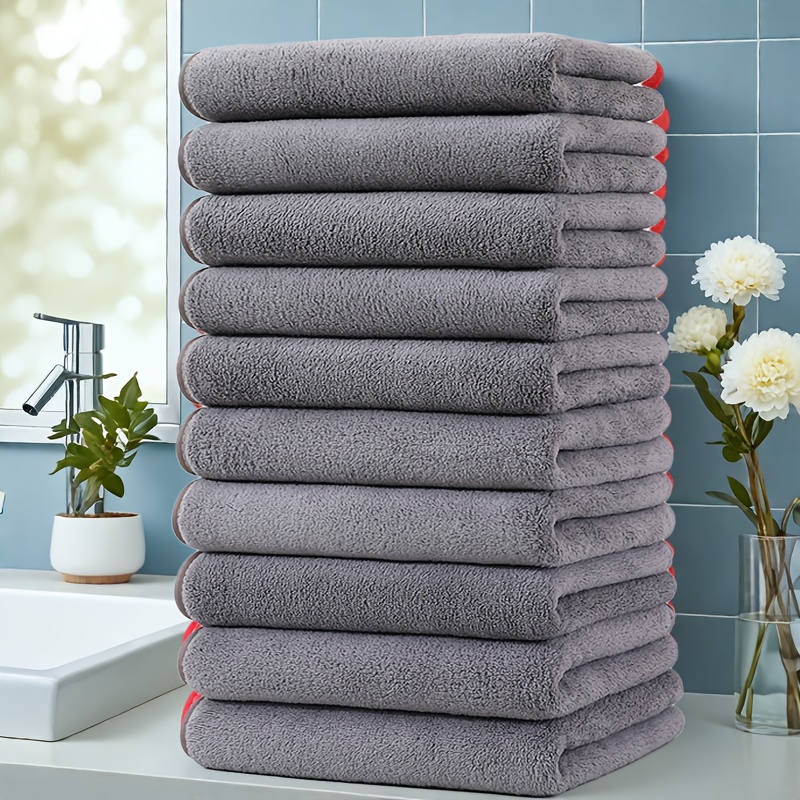 TEMU 10pcs Microfiber Solid Color Hand Towel Set, 16.5 X 27.5 Inches/42 X 70 Cm, Soft And Comfortable, Absorption, Neat Edges, Suitable For Hiking,