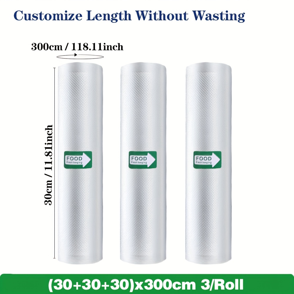 TEMU 3 Rolls Food Vacuum Sealer Bags, Food Storage Bags, Flower Film Food Packaging Bags For Food Storage And Low Temperature Slow Cooking - Textured
