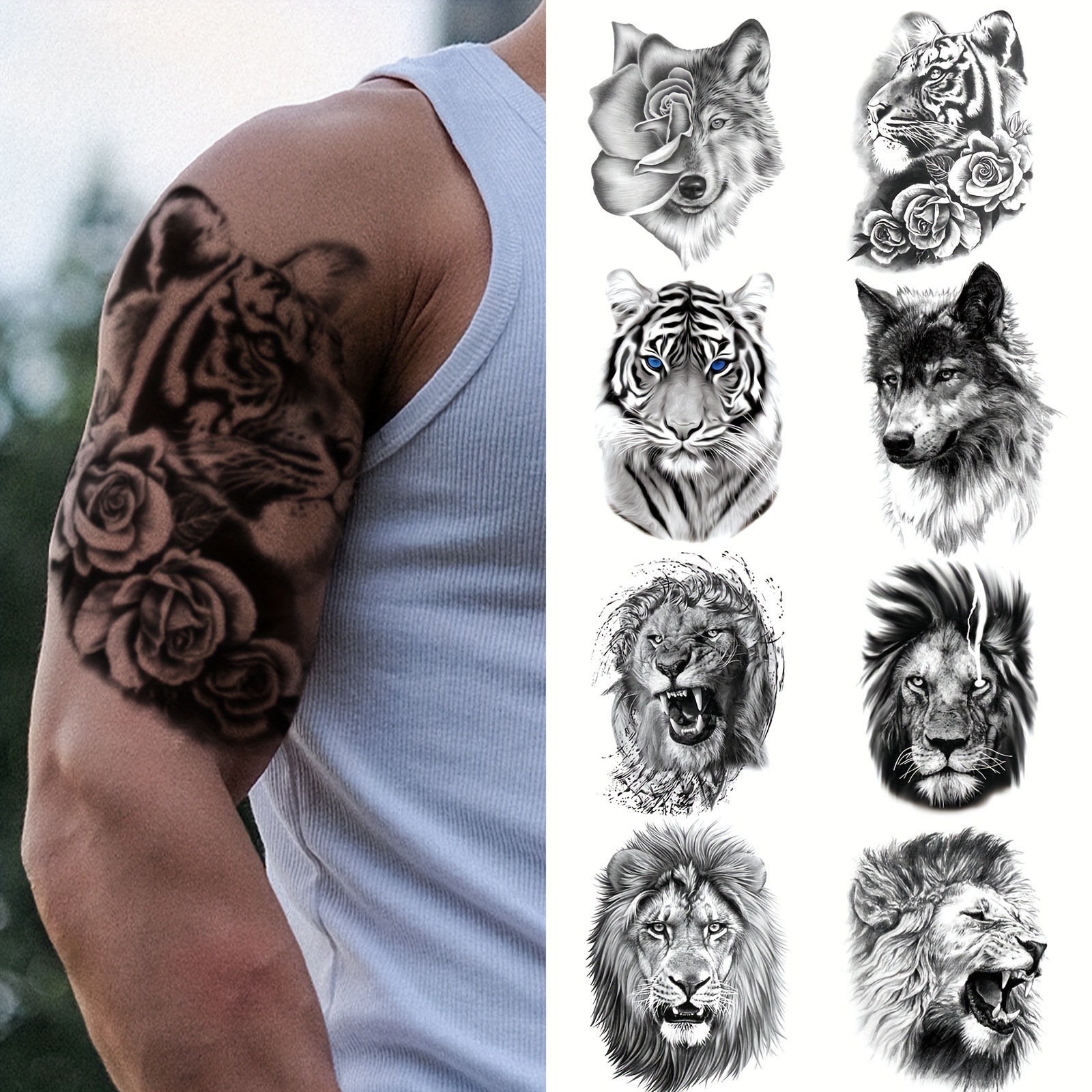 

6 Cute Multiple Animal Tattoo Stickers Can Hold 1-3 Days For Men Women Adults