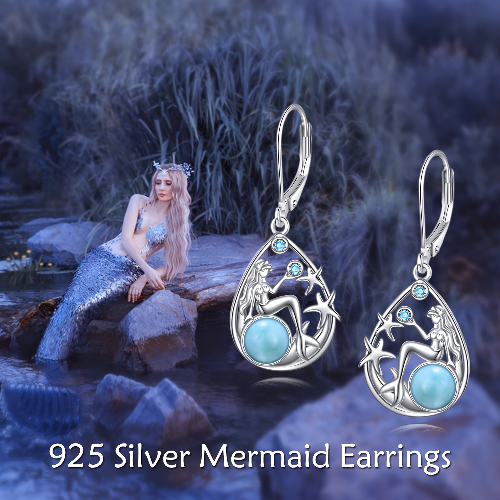 mermaid   earrings for women sterling   earrings Product details 2