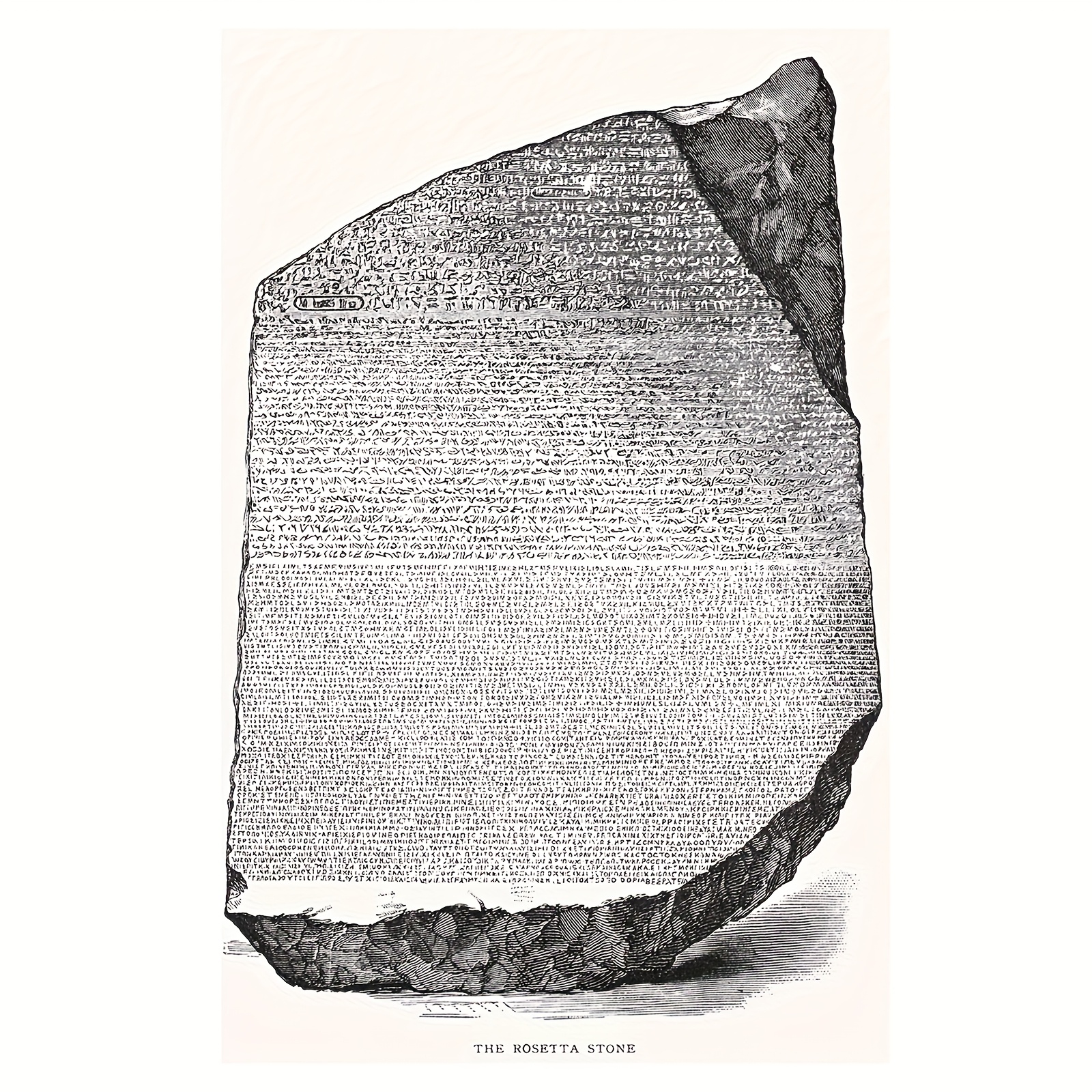 TEMU 2d Flat, 2d Flat, Unframed Canvas Print Of The Stone, Measuring 12x18 Inches, Featuring An Authentic Hieroglyphic . This Elegant Wall Art Is