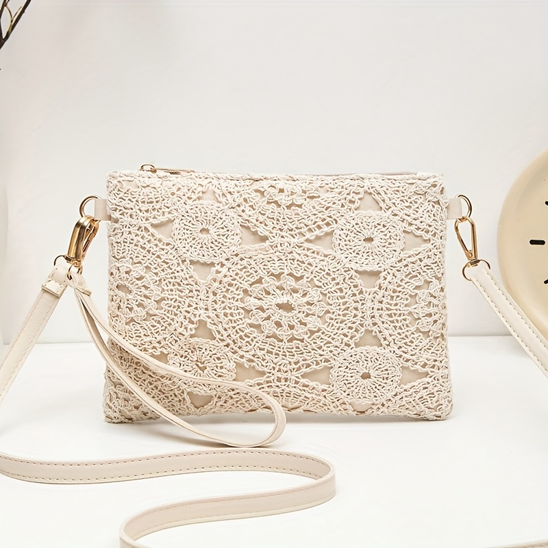 Elegant Hollowed Out Wrist Bag, Bohemian Style Diagonal Cross Bag, Portable Phone Bag