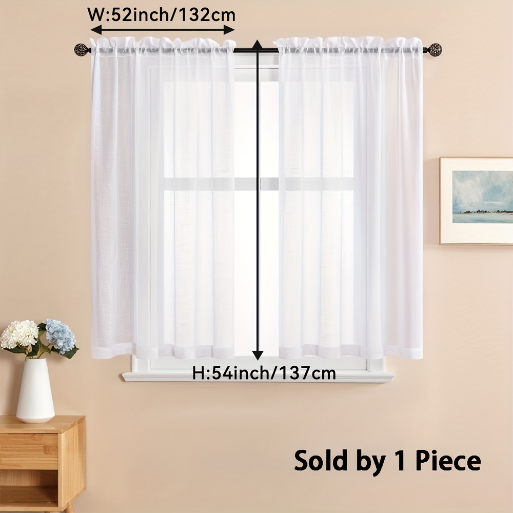 E-shop 1 Stück Elegante Weiße Tüllgardine - Kurze Rüschenkanten, Stangenhalter für einfache Montage, Lichtfilternde Vorhangscheibe für Küche,