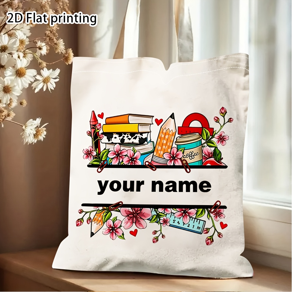 TEMU Bolsa tote personalizada de 1 pieza con temática de libros, adecuada para profesores, y amantes de los libros - Bolsa de libros con /texto
