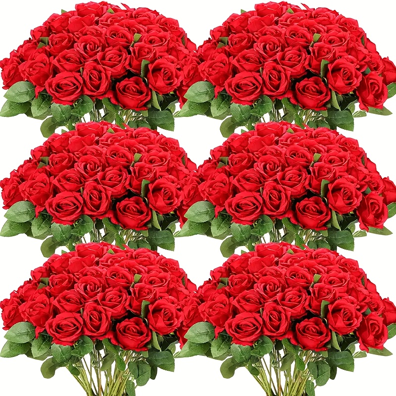 

24pcs Elegant Artificial Roses With Stems- Realistic Flowers Forromantic Decor, Weddings, Valentine's Day, Artificial Flower For Home Decor、 Gifts