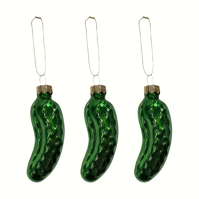 TEMU 3pcs Of Christmas Tree Ornaments, Small Cucumber Decorations, Shop And Room Decor, Window Display Decorations