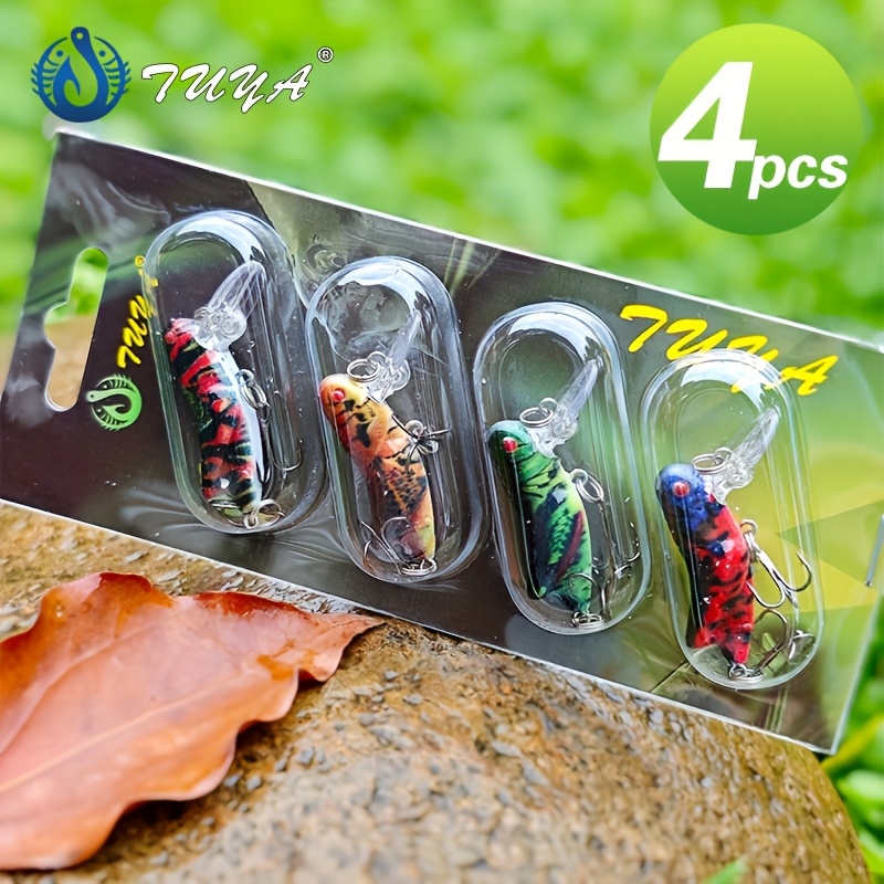 

4pcs Tuya Realistic Fishing Lures, 3.5g - Colors, Abs Material, Lifelike Design With Sharp Hooks For Freshwater And Saltwater Fishing, Top Water Fishing Lures