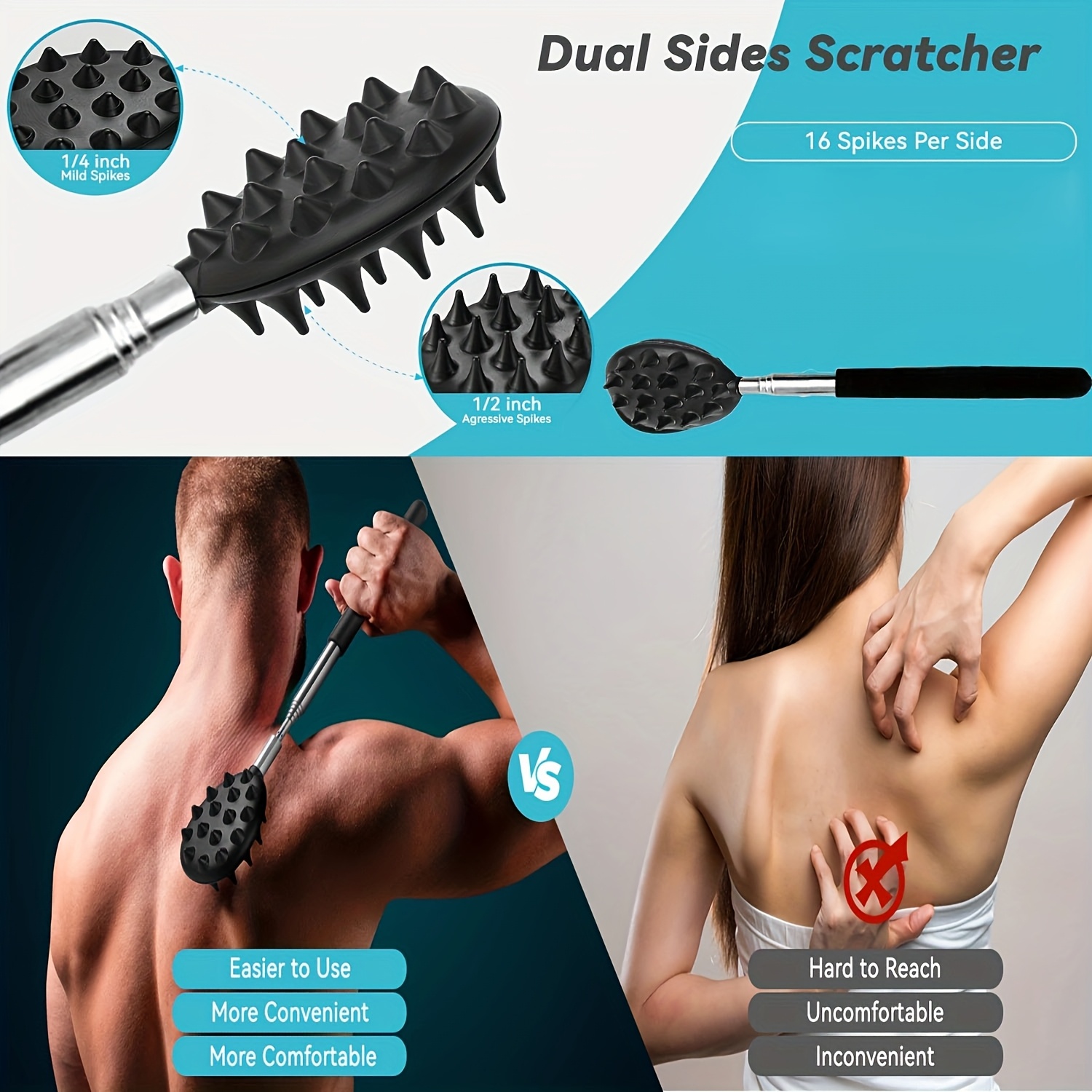 24-Inch Telescopic Cactus Scratching Tool, Ergonomic Design
