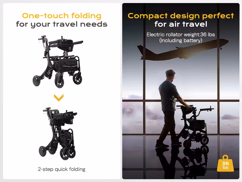 4in 1 rollator walker electric wheelchair combo electric rollator walker with foldable lightweight transport wheelchair 600w magnesium alloy motor ideal for elderly rehab Product details 9