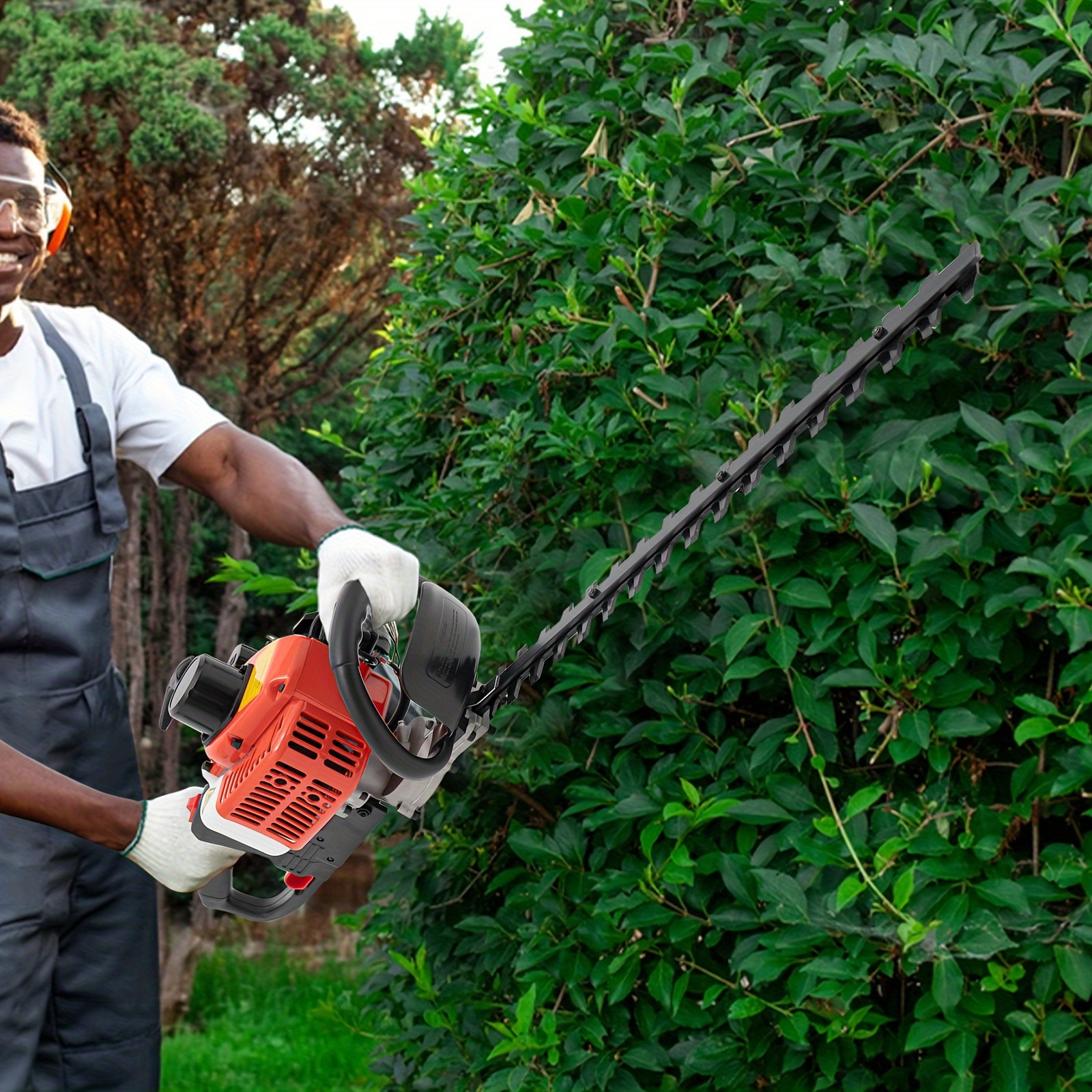 

22.5cc Gas Hedge Trimmer, Double- Hedge Machinewith Safety Gloves And Accessories