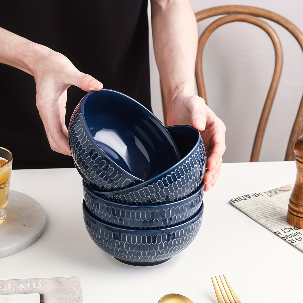 

Koov 24 Ounce Soup Bowl Set, Porcelain Cereal Bowls Microwave And Dishwasher Safe, Kitchen Bowls For Oatmeal Breakfast, Rice, Chip, Ceramic Bowls Set Of 4 (blue)