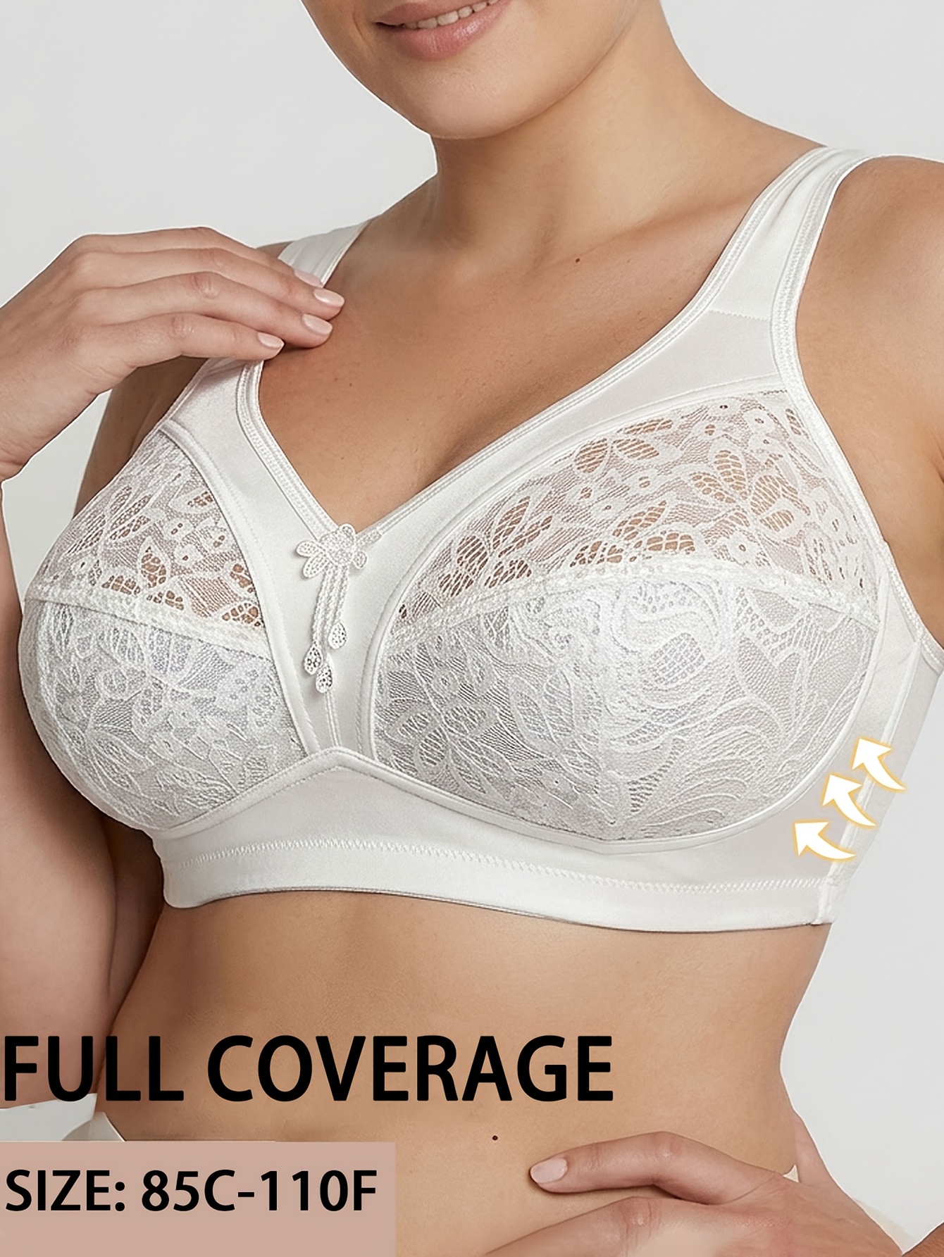 Lace Patchwork Sexy Plus Size Women'S Bra, Wireless Casual Comfortable Underwear with Back Design, Thin Style
