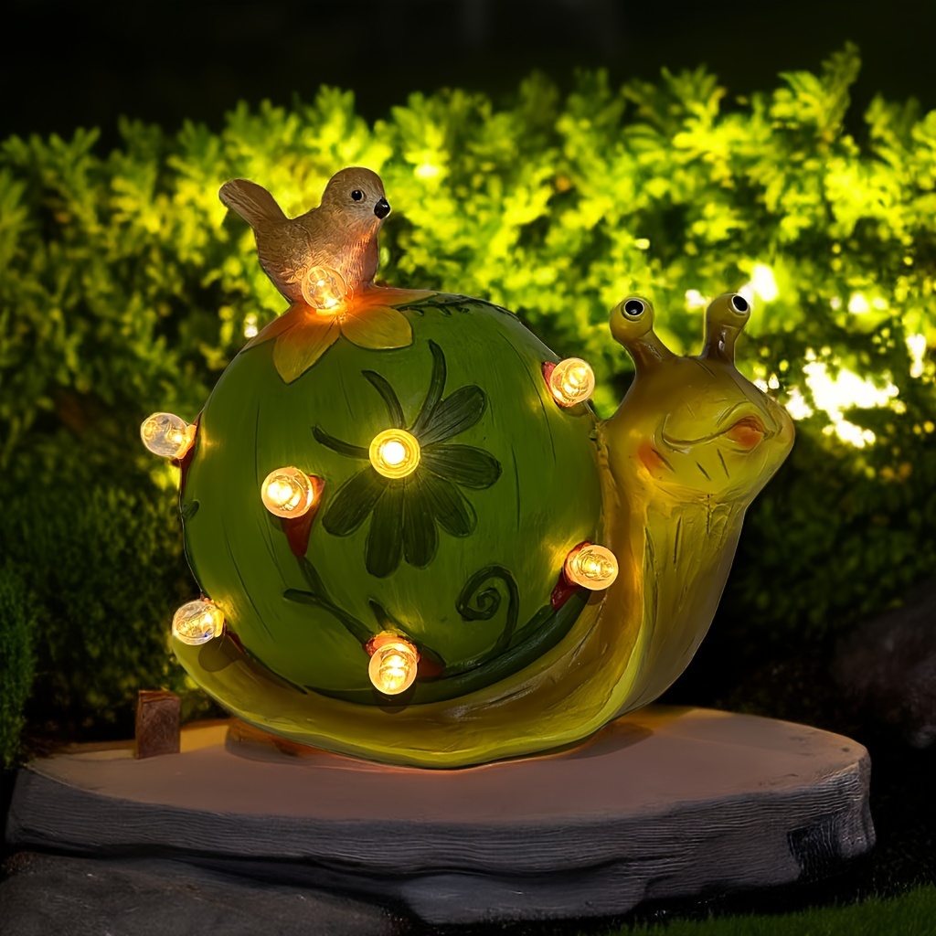 

1pc Solar Snail Statue Light, Resin Craft Ornament, Luminous Snail, Courtyard, Garden Decorative Lighting, Office, Home, Indoor, Outdoor Decoration