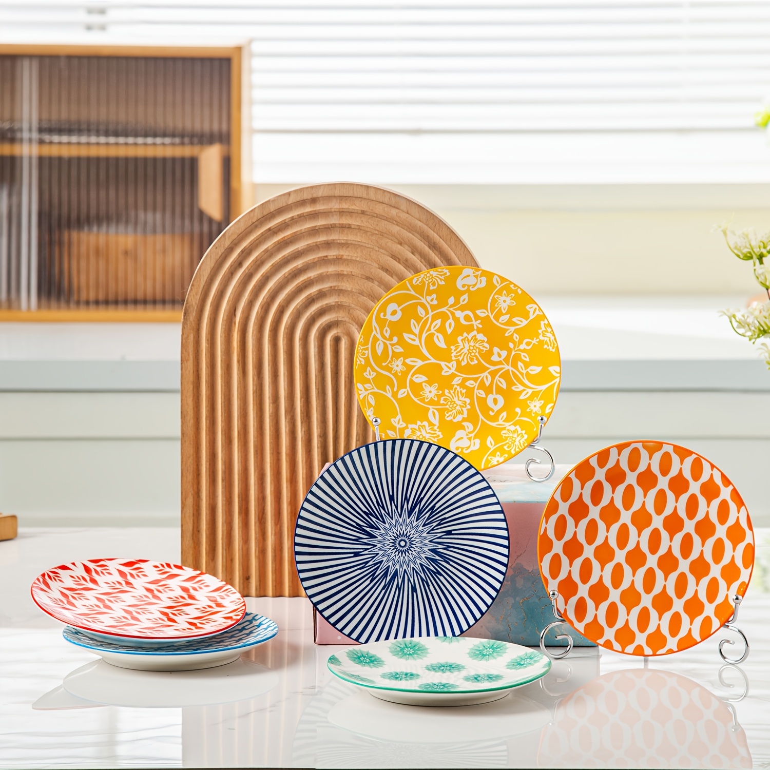 6-Pack 6 Inch Ceramic Appetizer Plates Colorful Small Salad