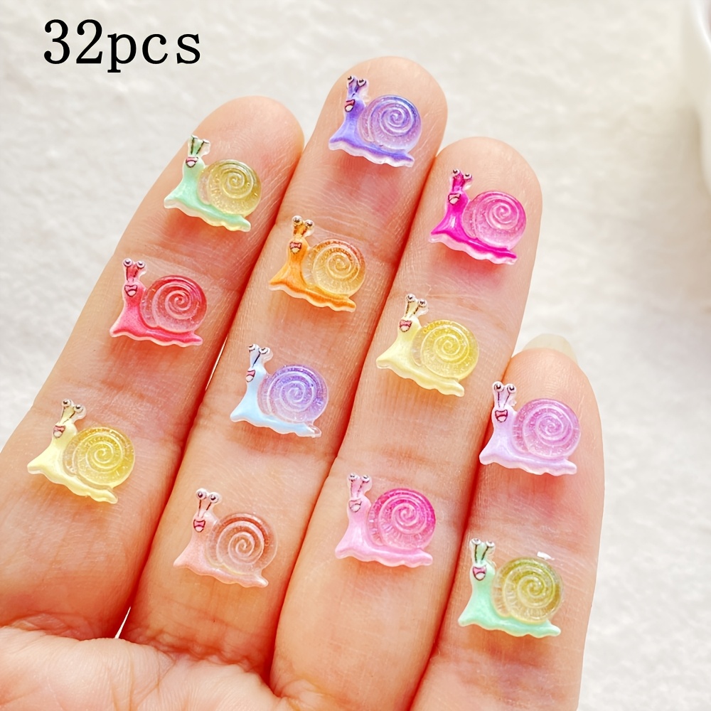 Image of 32/68pcs Resin Cute Cartoon Snail Rhinestones Nail Art Decorations - For Nail Art, Scrapbooking, Diy Wedding Decor - Ideal Gift For Valentine's Day, Easter, And Mother's Day