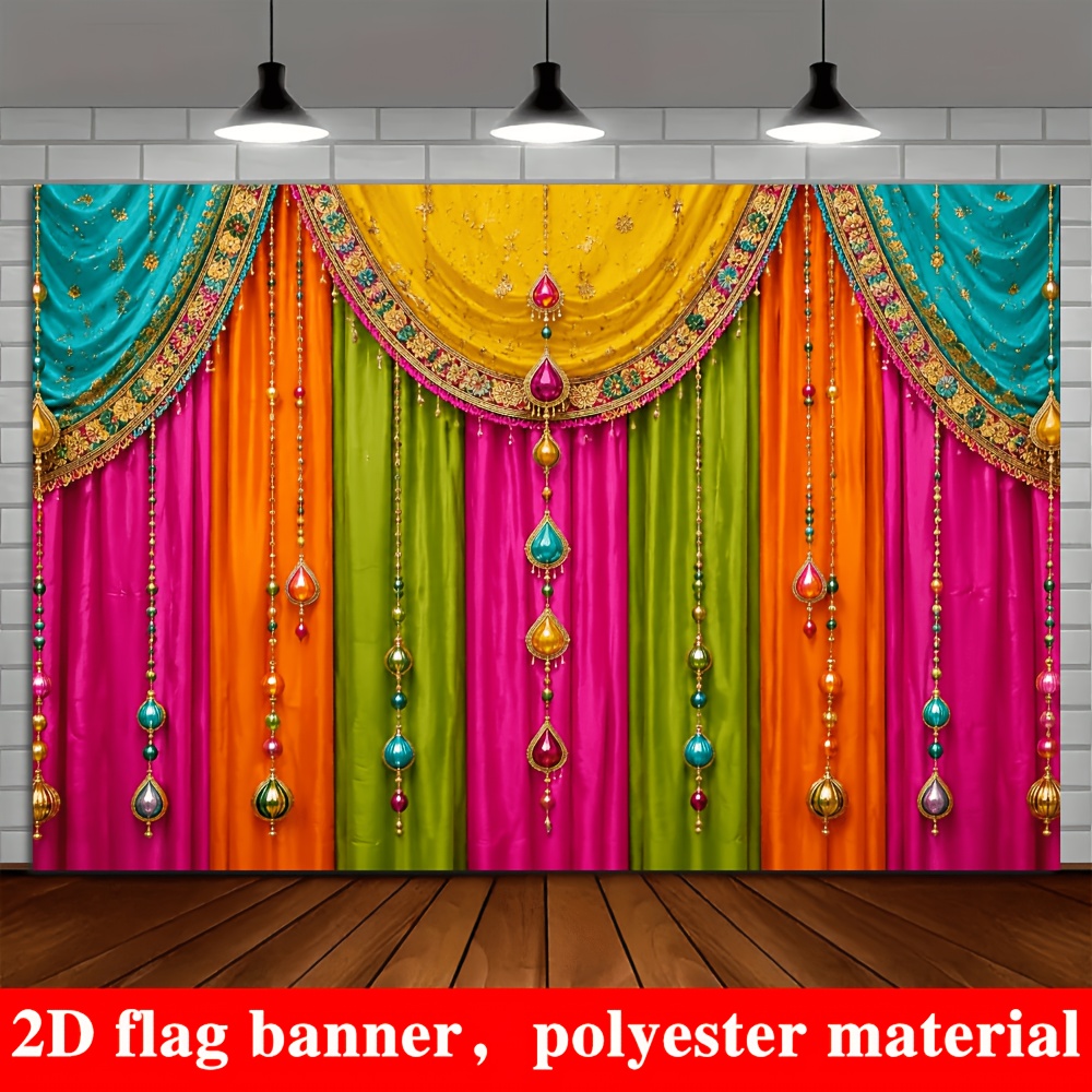 Exotic Indian Style Colorful Curtain Themed Background
