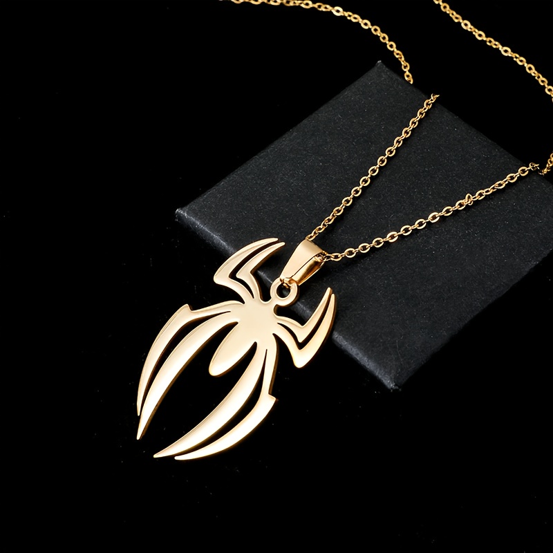 TEMU A Spider Pendant Stainless Steel Necklace, 'men's Fashion Necklace - Suitable For Multiple Scenes, Low-key For Daily Wear, And Bright For
