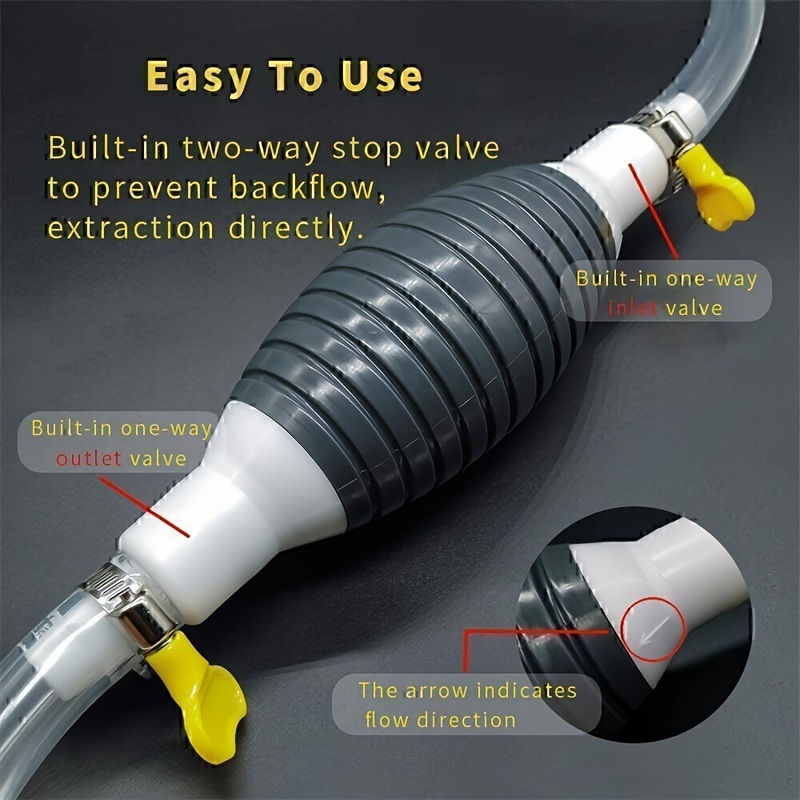 portable gasoline siphon pump with rubber hose ideal for oil water transfer details 0