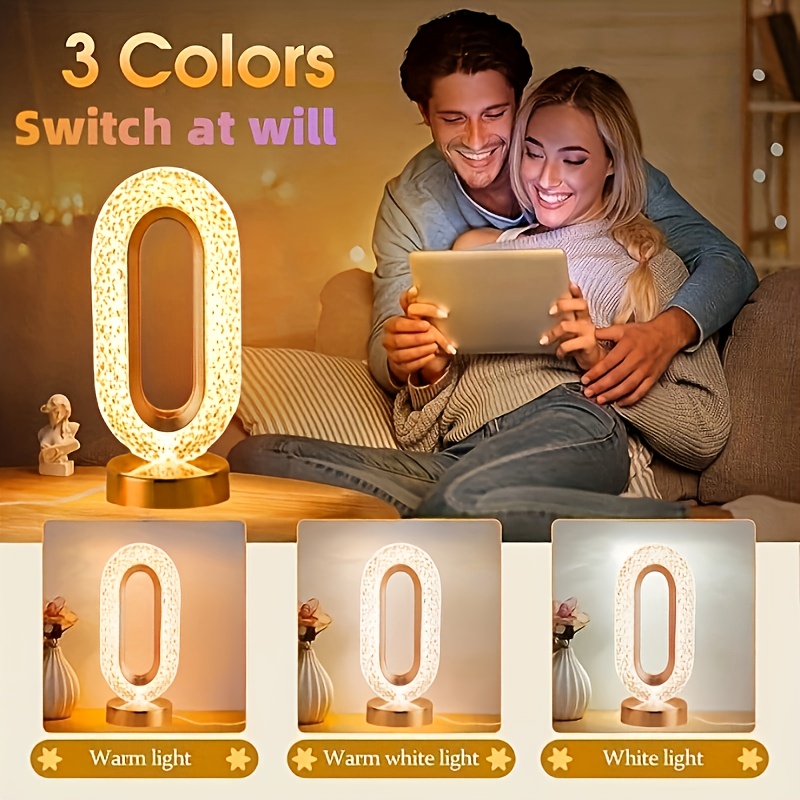 2pcs usb rechargeable   led desk lamp modern minimalist oval crystal table light mini usb charging nightlight for office bedroom reading living room with 3   dimmer   decor accessory for study rooms bars and stylish tables Product details 6