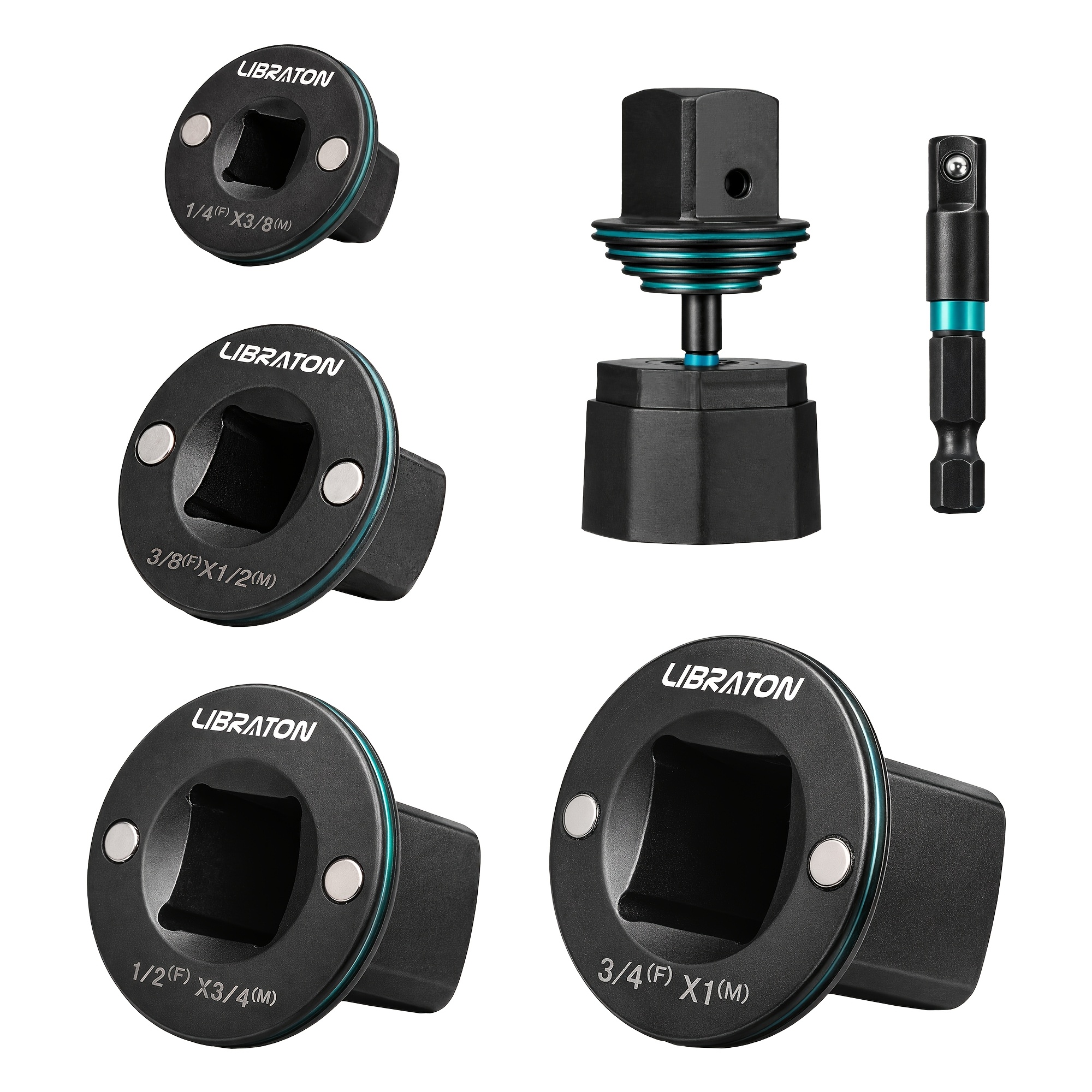 TEMU Libraton Low-profile Impact Socket Adapter Set, 5pcs Magnetic Drive Converter Kit For Tight Space Spaces Includes 1/4