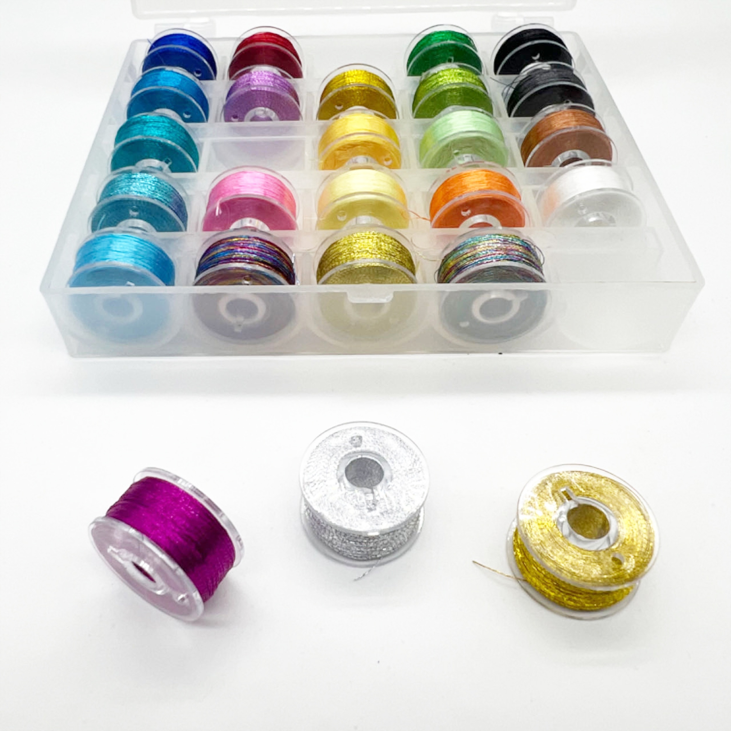 

25 Colors Embroidery Thread Set, Diy Sewing Accessories, Polyester 150d/2 Metallic Golden Silver Yarn, Hand Embroidery Craft Floss, Spools For Embroidery Machines – 1 Box (polyester 100%)