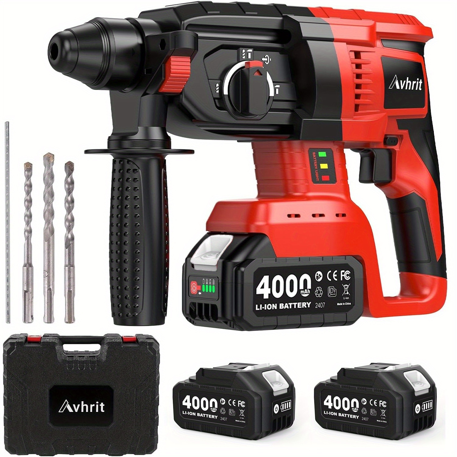 Image of Cordless Hammer Drill, With 2 Pack Portable Lithium Battery (21v), Brushless Motor, 3 Functions Cordless Hammer Drill For Home Use And Professional Construction Work