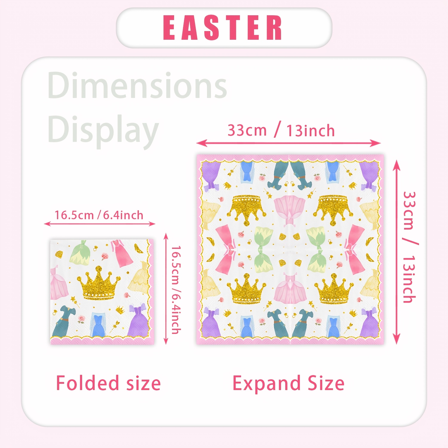 TEMU 20pcs Princess Napkins A Time Party Napkins Pink And Golden Paper Napkins Princess Party Tableware Princess Birthday Napkins Napkins Princess