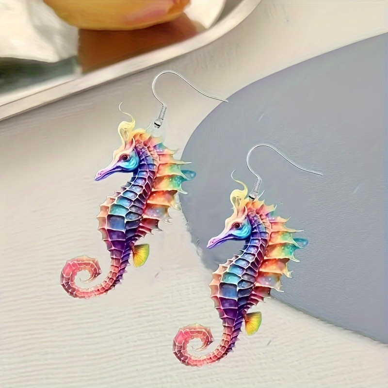 

Vintage Elegant Charm Acrylic Seahorse Drop & Dangle Earrings - No Plating, Lightweight, Durable Design, Fashionable For Party, Festivals & Daily Wear, Ideal Gift For & Special Occasions