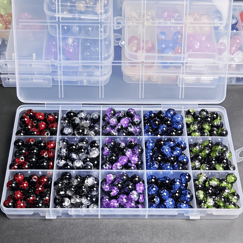 TEMU This Jewelry Craft Set Contains Approximately 230 8mm Color- Crackled Glass Beads, Perfect For Making Bracelets And Necklaces
