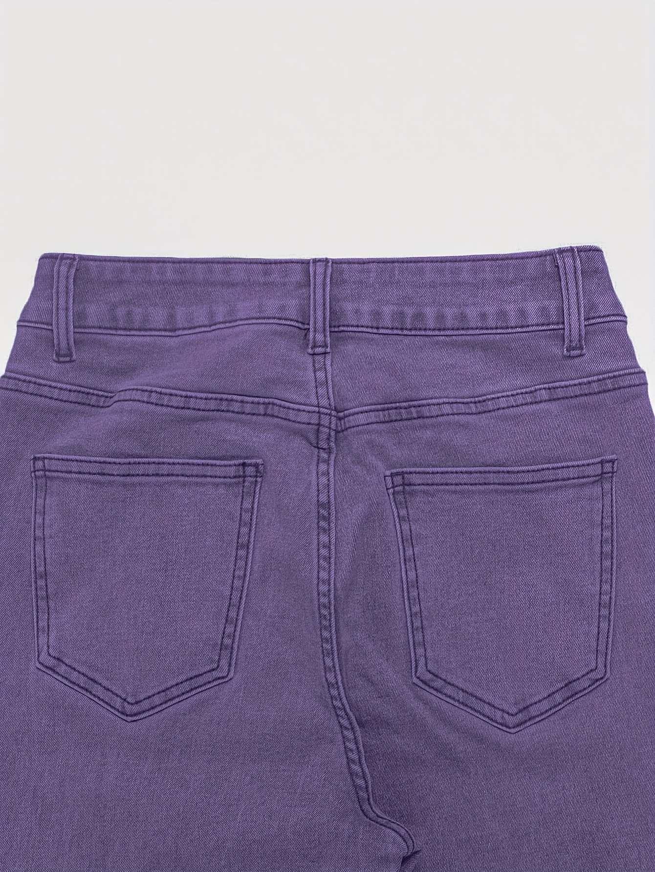 GILIPUR MH1025 Light Blue Retro High-Waist Stretch Straight Leg Women's Pants, Street Style Solid Color Long Pants with Pockets, All-Season Comfortable Stretch Fabric, Machine Washable