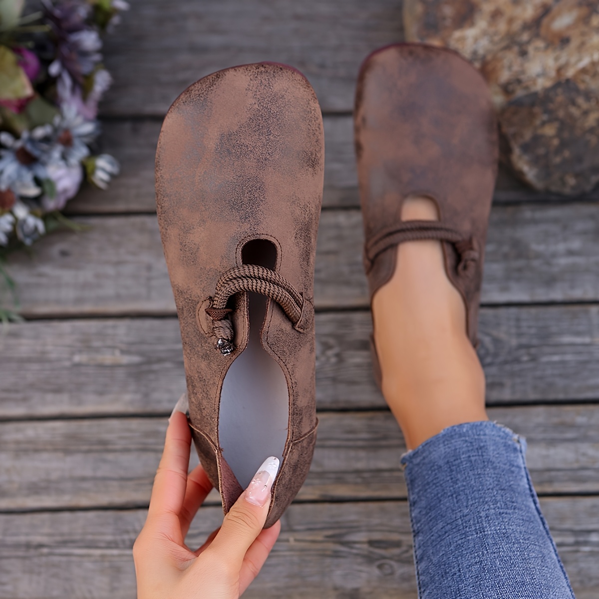 Image of Classic Vintage Style Women's Flat Shoes, Women Shoes