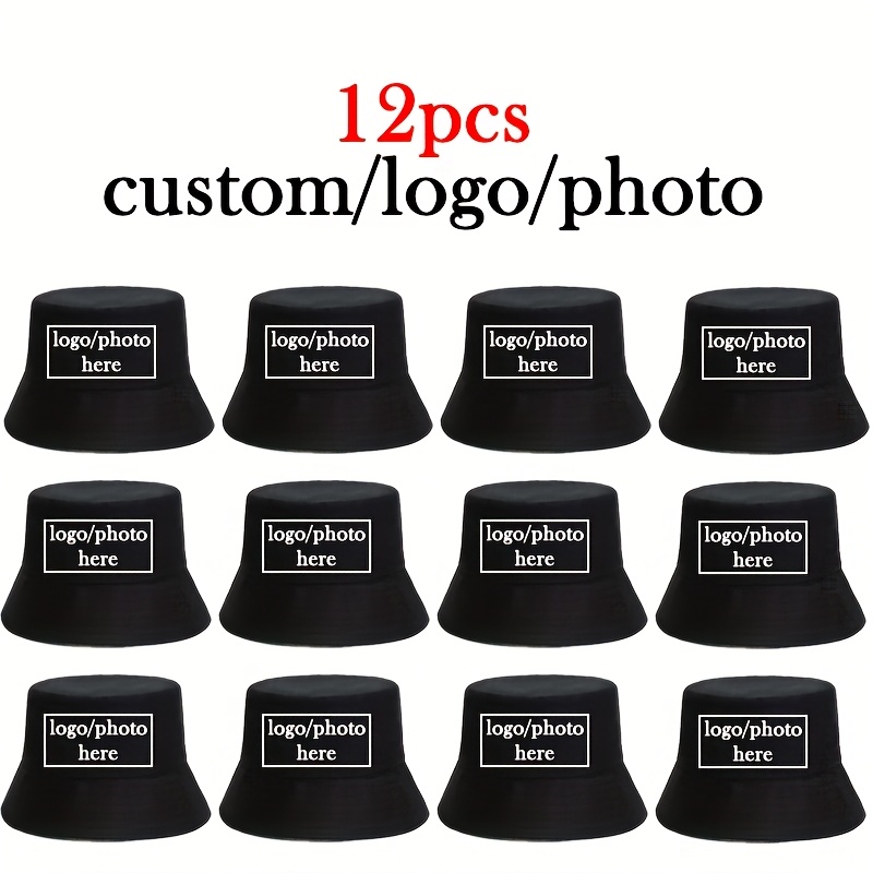 TEMU 6pcs/10pcs/12pcs Customizable Men's Bucket Hats - Double-sided Design Beach Fishing Hats, 100% Polyester, Machine Washable, Vibrant Colors For