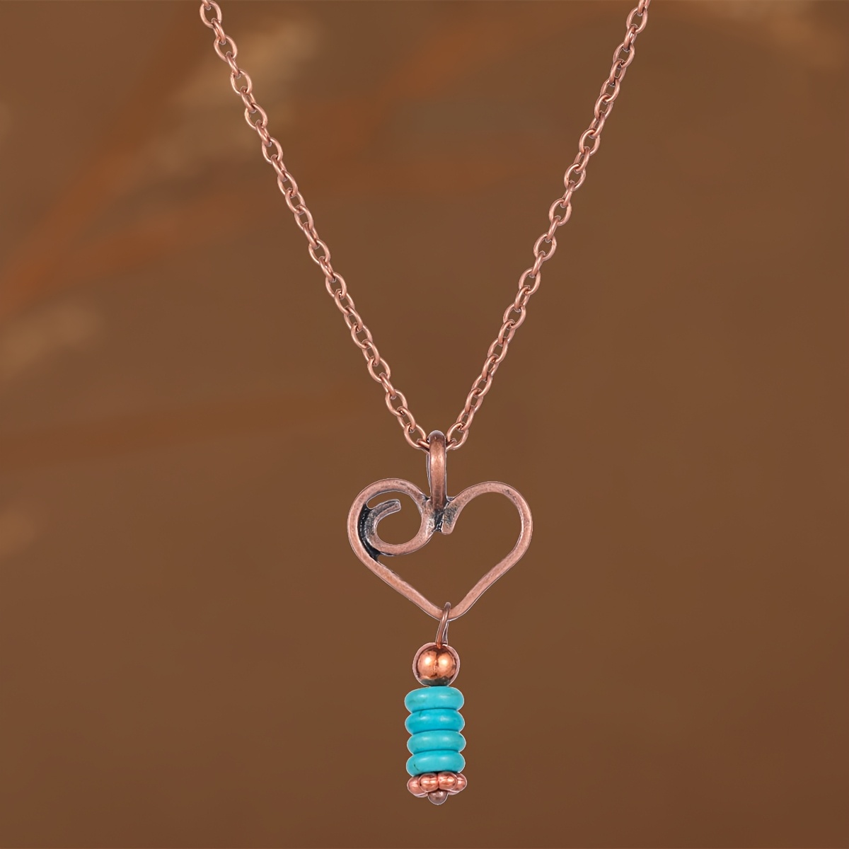 TEMU Collier pour femme avec pendentif de cœur de style vintage en turquoise synthétique verte, convient pour les fêtes, les réunions, les quotidiens