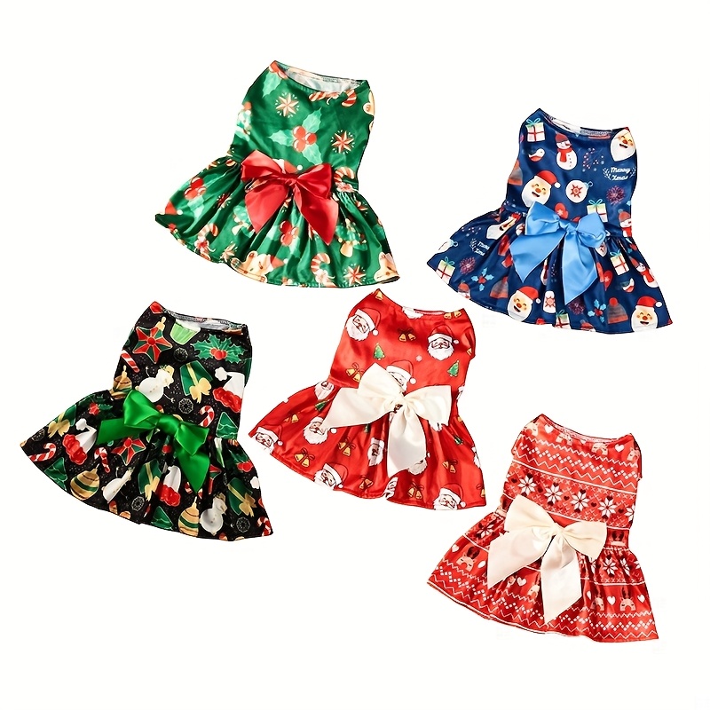 christmas dog dress multiple patterns features a large bow - Temu United  Kingdom