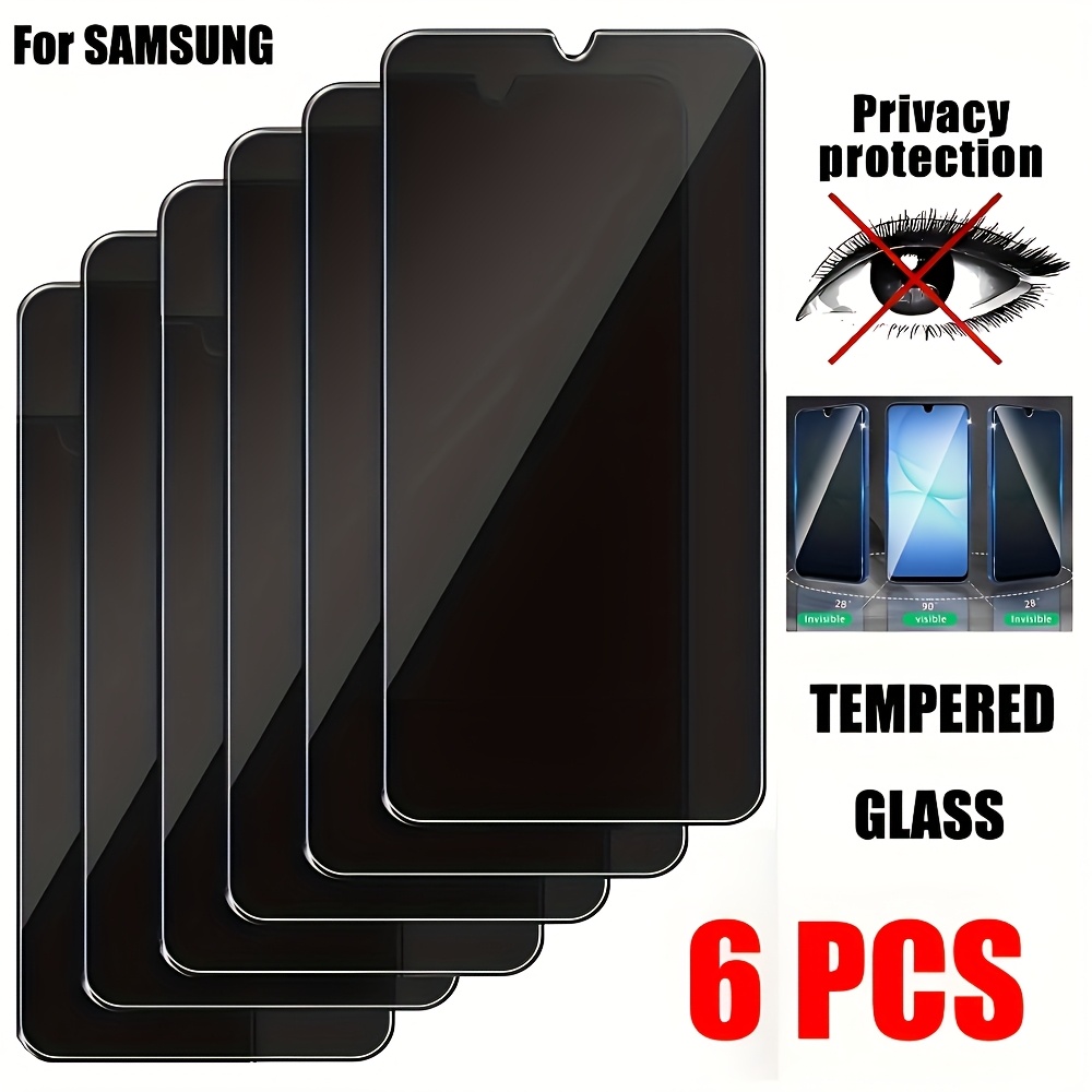E-shop 6 Stück Privacy Panzerglas, geeignet für Samsung A17 A07 A16 A06 A26 A36 A56 S24 FE, Privacy Schutz, Full Cover Displayschutzfolie, passend für