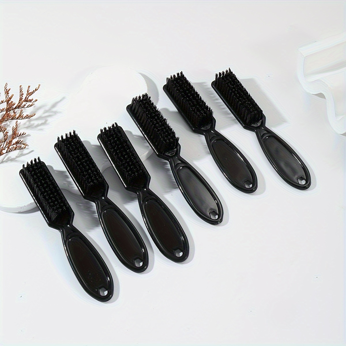 

6-pack Nylon Bristle Hair Combs Set, Professional Barber Cleaning Brushes, Beard Brush, Neck Duster, Sculpting Hair Styling Tool For Normal Hair, Abs Plastic Handle