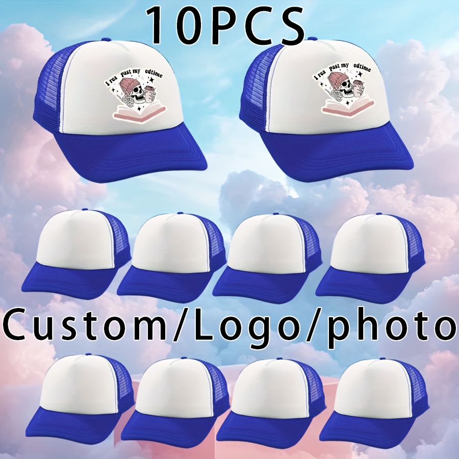 10pcs Custom Baseball Caps, Adjustable Mesh Trucker Hats